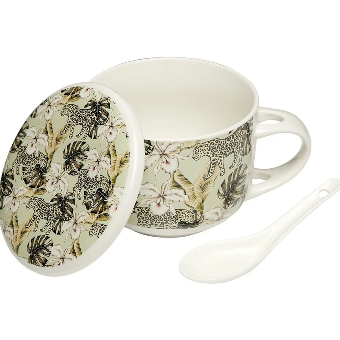 Gifi Jumbo en faïence avec couvercle et cuillère| Vaisselle Et Accessoires De Table