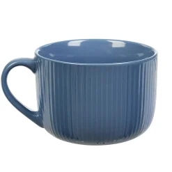 Gifi Jumbo en porcelaine 45 cl bleu avec rainures verticales en relief| Vaisselle Et Accessoires De Table