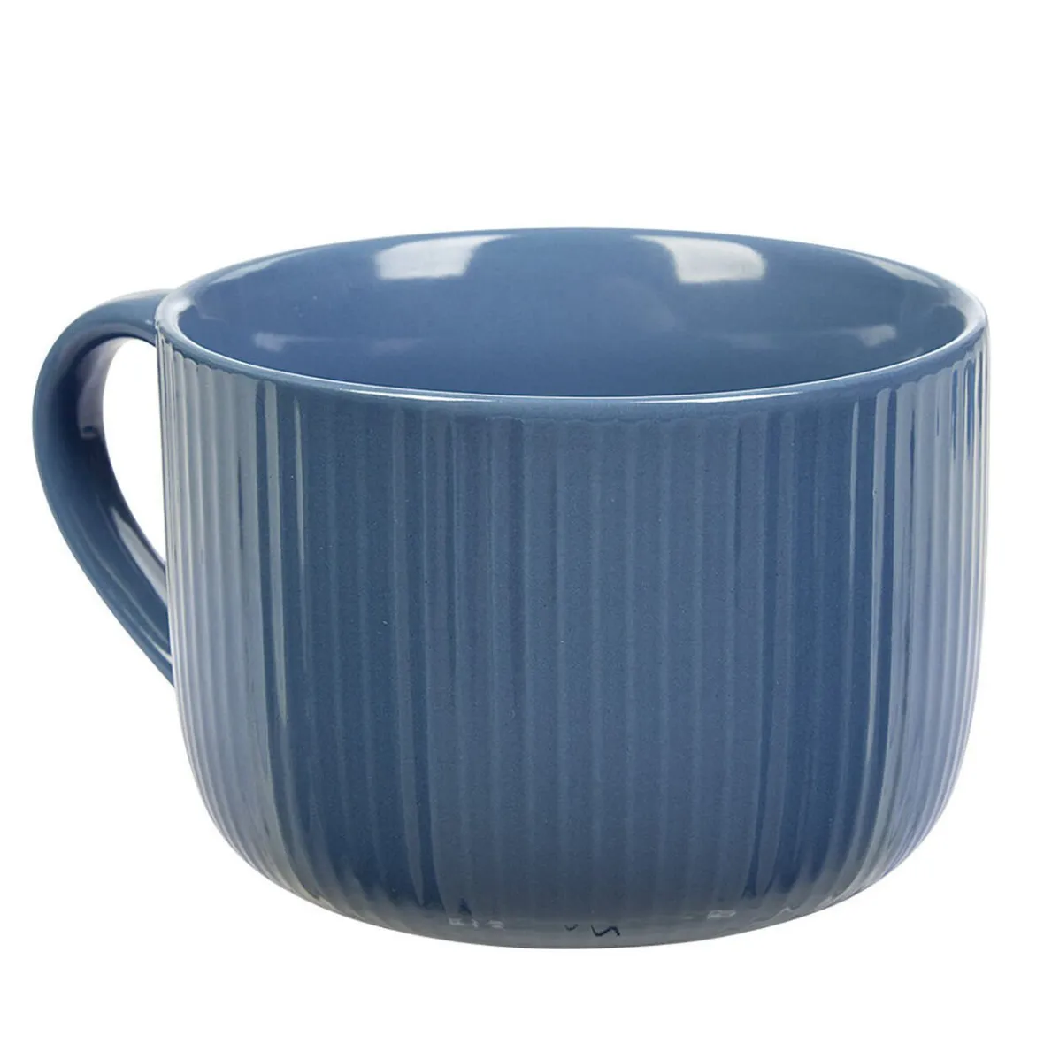 Gifi Jumbo en porcelaine 45 cl bleu avec rainures verticales en relief| Vaisselle Et Accessoires De Table