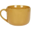 Gifi Jumbo en porcelaine 45 cl jaune moutarde rainures verticales en relief| Vaisselle Et Accessoires De Table