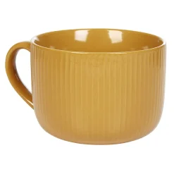 Gifi Jumbo en porcelaine 45 cl jaune moutarde rainures verticales en relief| Vaisselle Et Accessoires De Table