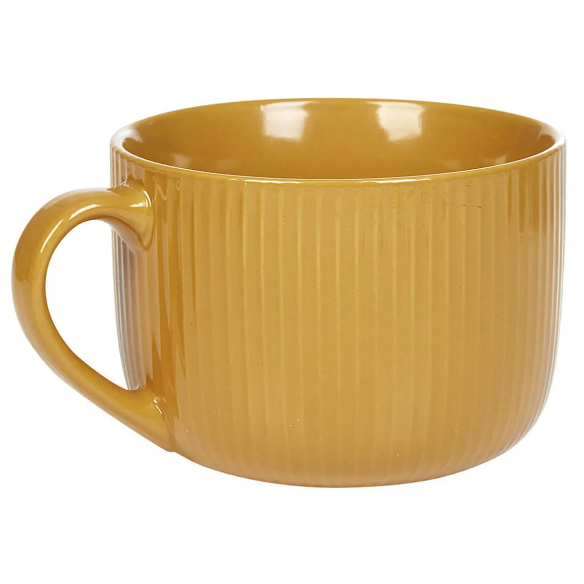 Gifi Jumbo en porcelaine 45 cl jaune moutarde rainures verticales en relief| Vaisselle Et Accessoires De Table