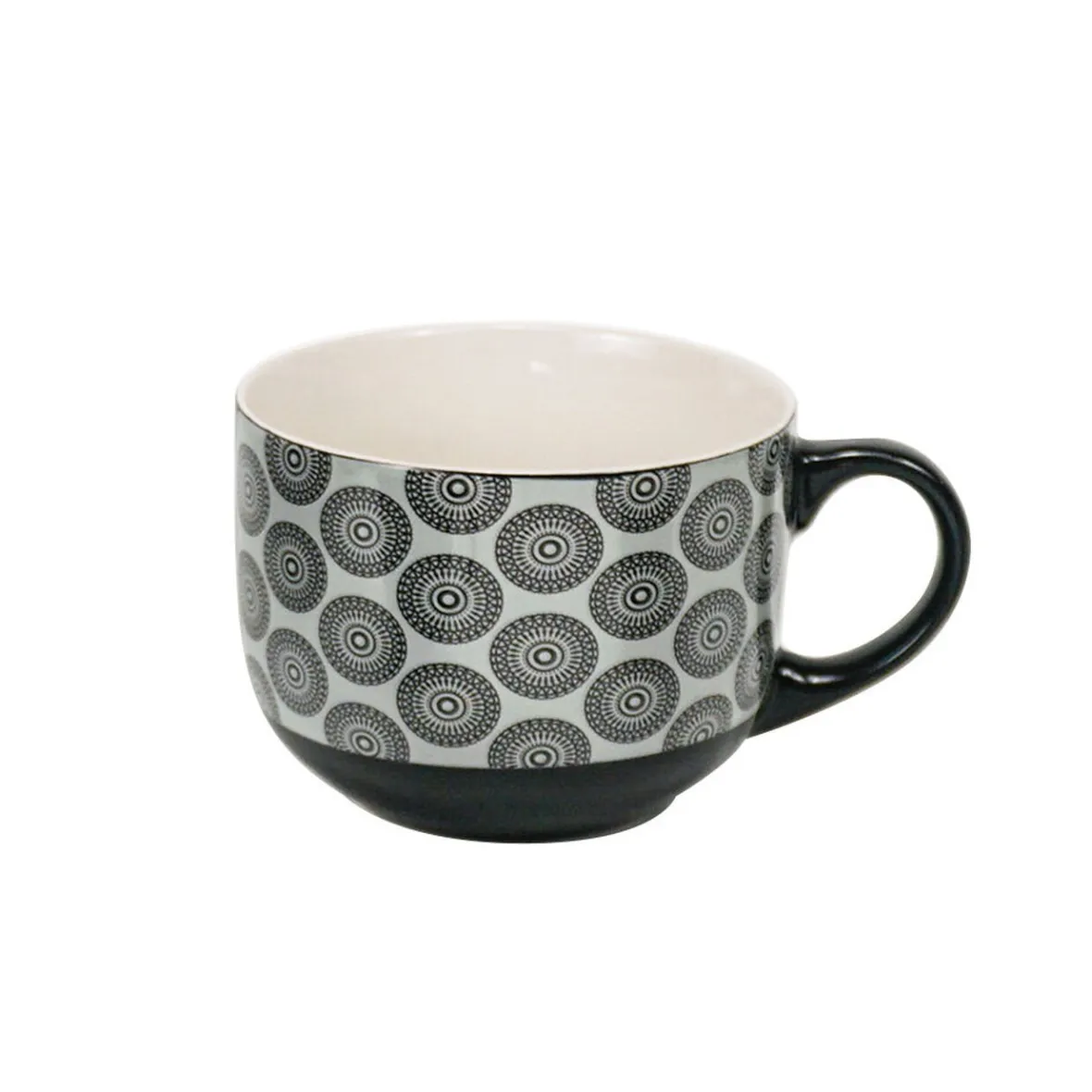 Gifi Jumbo en porcelaine motif rosace noir blanc 47 cl| Vaisselle Et Accessoires De Table
