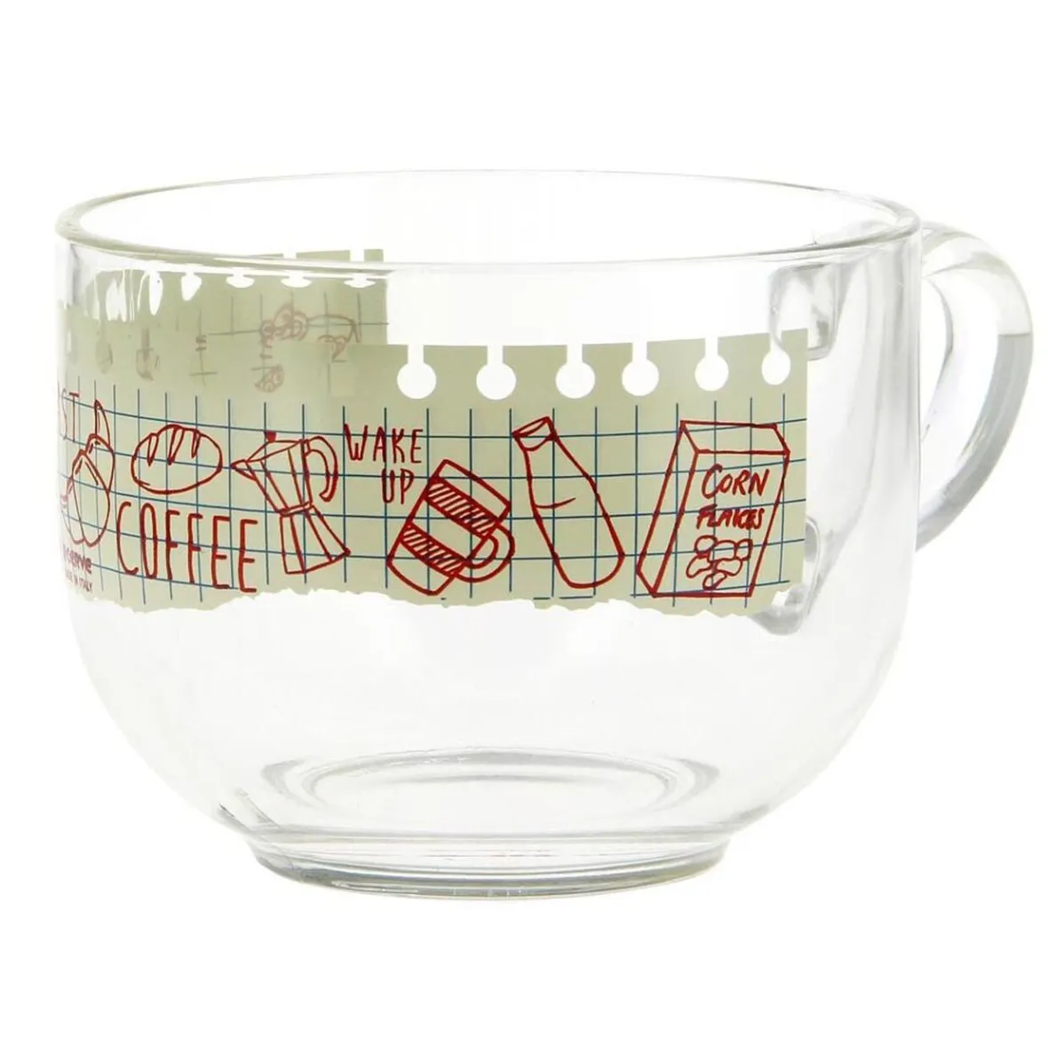 Gifi Jumbo en verre 70 cl transparent motif bloc note petit déjeuner| Vaisselle Et Accessoires De Table