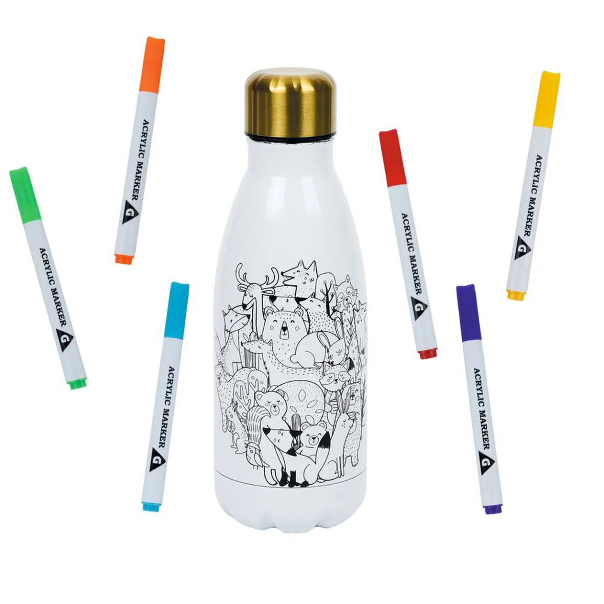 Conservation Alimentaire<Gifi Kit gourde isotherme 350mL à colorier avec 6 marqueurs