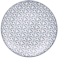 Gifi Lot de 4 assiettes à dessert porcelaine motif trait triangle multicolore Ø19cm| Vaisselle Et Accessoires De Table