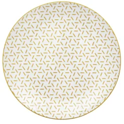 Gifi Lot de 4 assiettes à dessert porcelaine motif trait triangle multicolore Ø19cm| Vaisselle Et Accessoires De Table