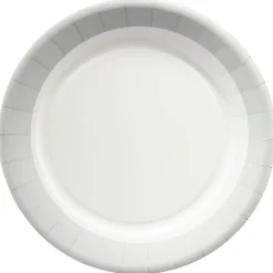 Gifi Lot de 10 assiettes en carton Ø23 cm bord gris| Vaisselle Et Accessoires De Table