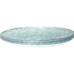 Gifi Lot de 4 assiettes plates rondes en plastique effet martelé| Vaisselle Et Accessoires De Table