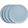 Gifi Lot de 4 assiettes plates en bambou bleu| Vaisselle Et Accessoires De Table