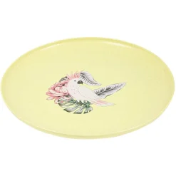 Gifi Lot de 4 assiettes plates décor oiseau et feuille| Vaisselle Et Accessoires De Table