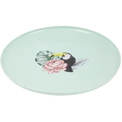 Gifi Lot de 4 assiettes plates décor oiseau et feuille| Vaisselle Et Accessoires De Table