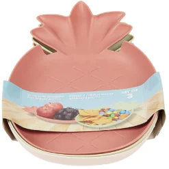 Gifi Lot de 3 assiettes plates en plastique forme ananas| Vaisselle Et Accessoires De Table