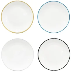 Vaisselle Et Accessoires De Table<Gifi Lot de 4 assiettes plates rondes porcelaine blanche avec liseré coloré
