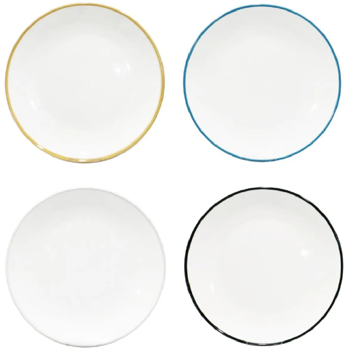 Vaisselle Et Accessoires De Table<Gifi Lot de 4 assiettes plates rondes porcelaine blanche avec liseré coloré