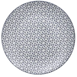Gifi Lot de 4 assiettes plates porcelaine motif trait triangle multicolore Ø24cm| Vaisselle Et Accessoires De Table
