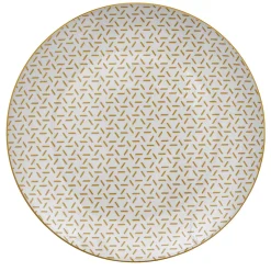 Gifi Lot de 4 assiettes plates porcelaine motif trait triangle multicolore Ø24cm| Vaisselle Et Accessoires De Table