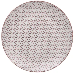 Gifi Lot de 4 assiettes plates porcelaine motif trait triangle multicolore Ø24cm| Vaisselle Et Accessoires De Table