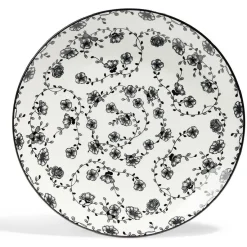 Gifi Lot de 4 assiettes plates Ø27cm porcelaine imprimé noir et blanc| Vaisselle Et Accessoires De Table