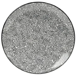 Gifi Lot de 4 assiettes plates Ø27cm porcelaine imprimé noir et blanc| Vaisselle Et Accessoires De Table