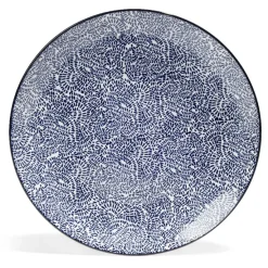 Gifi Lot de 4 assiettes plates Ø27cm porcelaine imprimé bleu et blanc| Vaisselle Et Accessoires De Table