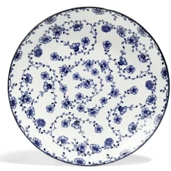 Gifi Lot de 4 assiettes plates Ø27cm porcelaine imprimé bleu et blanc| Vaisselle Et Accessoires De Table