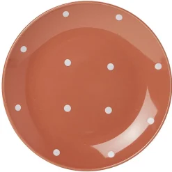 Gifi Lot de 4 assiettes rondes plates céramique déco pois| Vaisselle Et Accessoires De Table