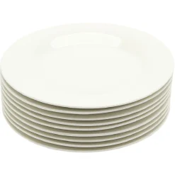 Gifi Lot de 10 assiettes rondes plates céramique uni blanc| Vaisselle Et Accessoires De Table