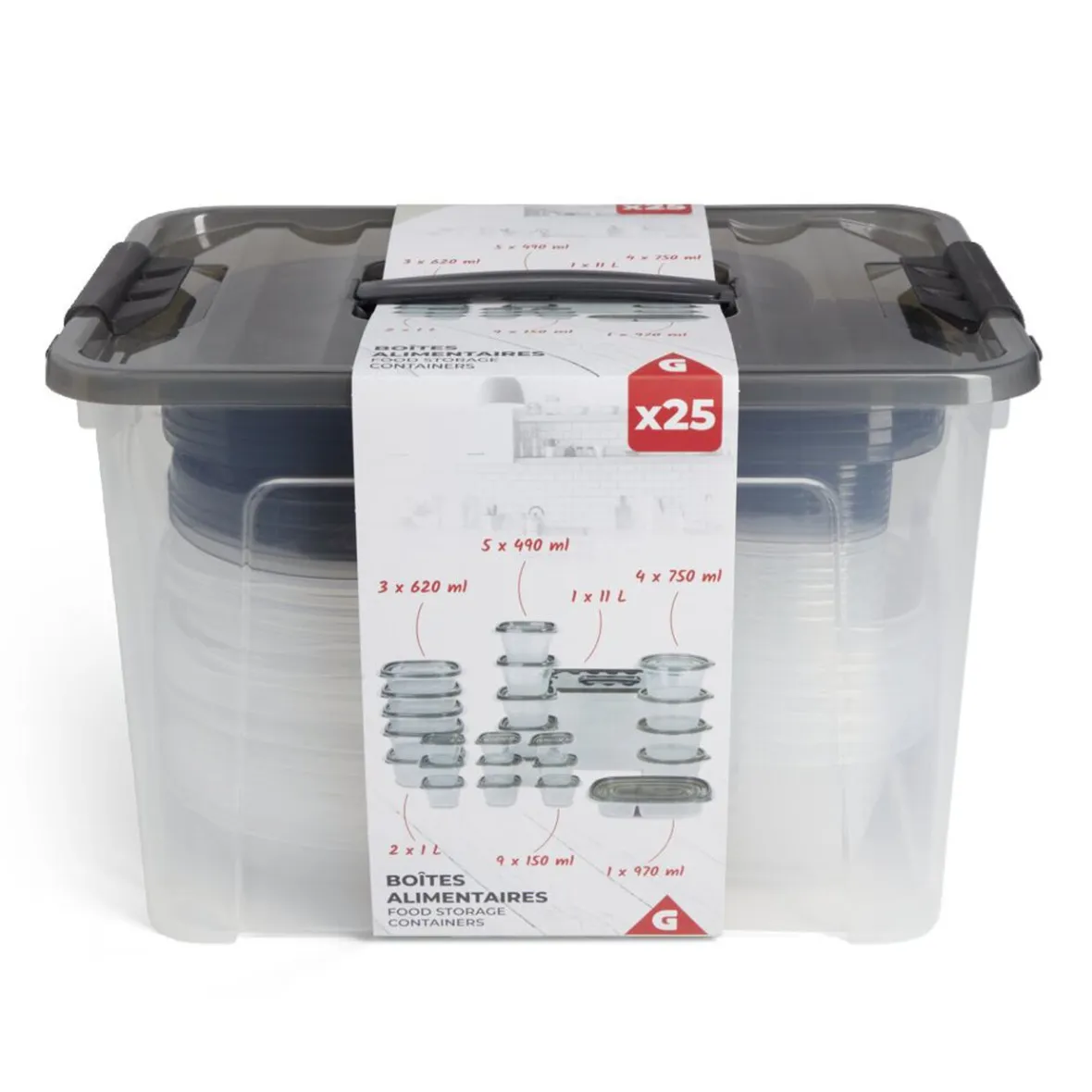 Conservation Alimentaire<Gifi Lot de 25 boîtes alimentaires 150ml à 11L