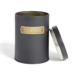 Rangement De Cuisine<Gifi Lot de 3 boîtes alimentaires acier noir et doré Ø9xH12cm