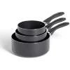 Cuisson<Gifi Lot de 3 casseroles tous feux sauf induction aluminium noir Ø14/16/20cm