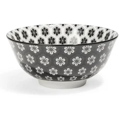 Gifi Lot de 4 coupelles 300ml porcelaine Ø15cm noir et blanc| Vaisselle Et Accessoires De Table