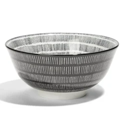 Gifi Lot de 4 coupelles 300ml porcelaine Ø15cm noir et blanc| Vaisselle Et Accessoires De Table