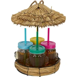 Gifi Lot de 4 gobelets à paille 260ml forme cactus dans décor estival| Vaisselle Et Accessoires De Table