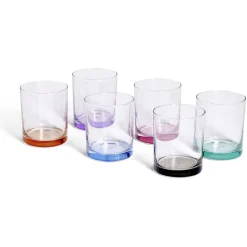 Gifi Lot de 6 gobelets en verre fond coloré 28cl| Vaisselle Et Accessoires De Table