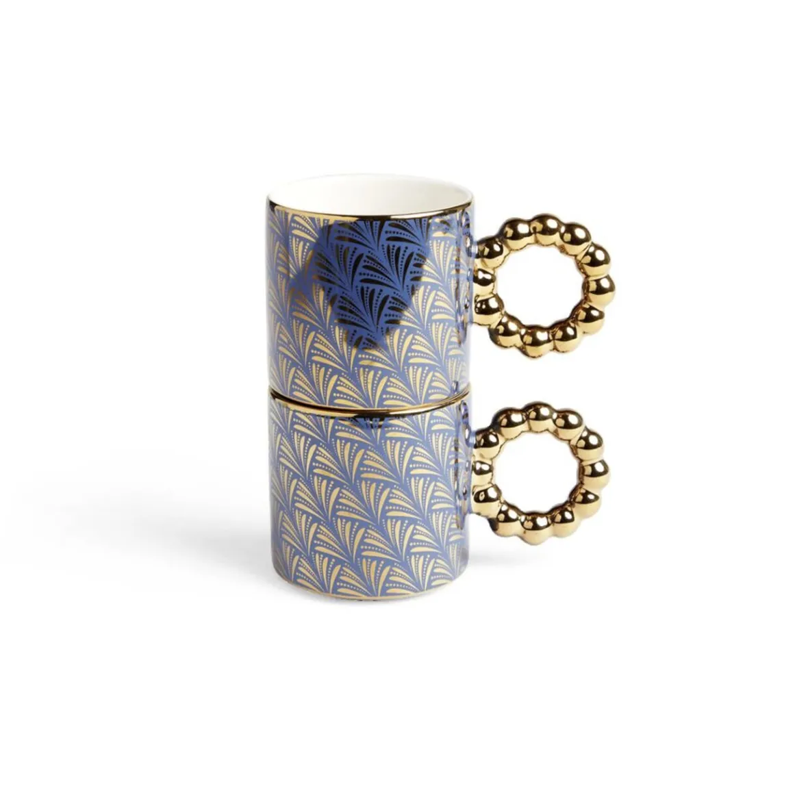 Vaisselle Et Accessoires De Table<Gifi Lot de 2 mugs 30cl design chic bleu foncé et doré