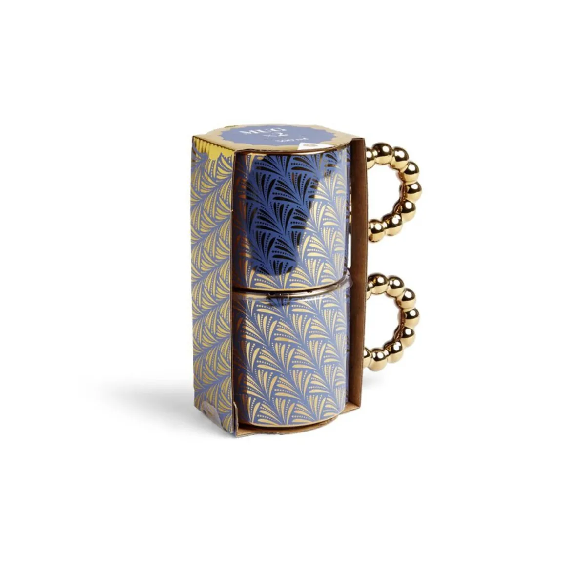 Vaisselle Et Accessoires De Table<Gifi Lot de 2 mugs 30cl design chic bleu foncé et doré