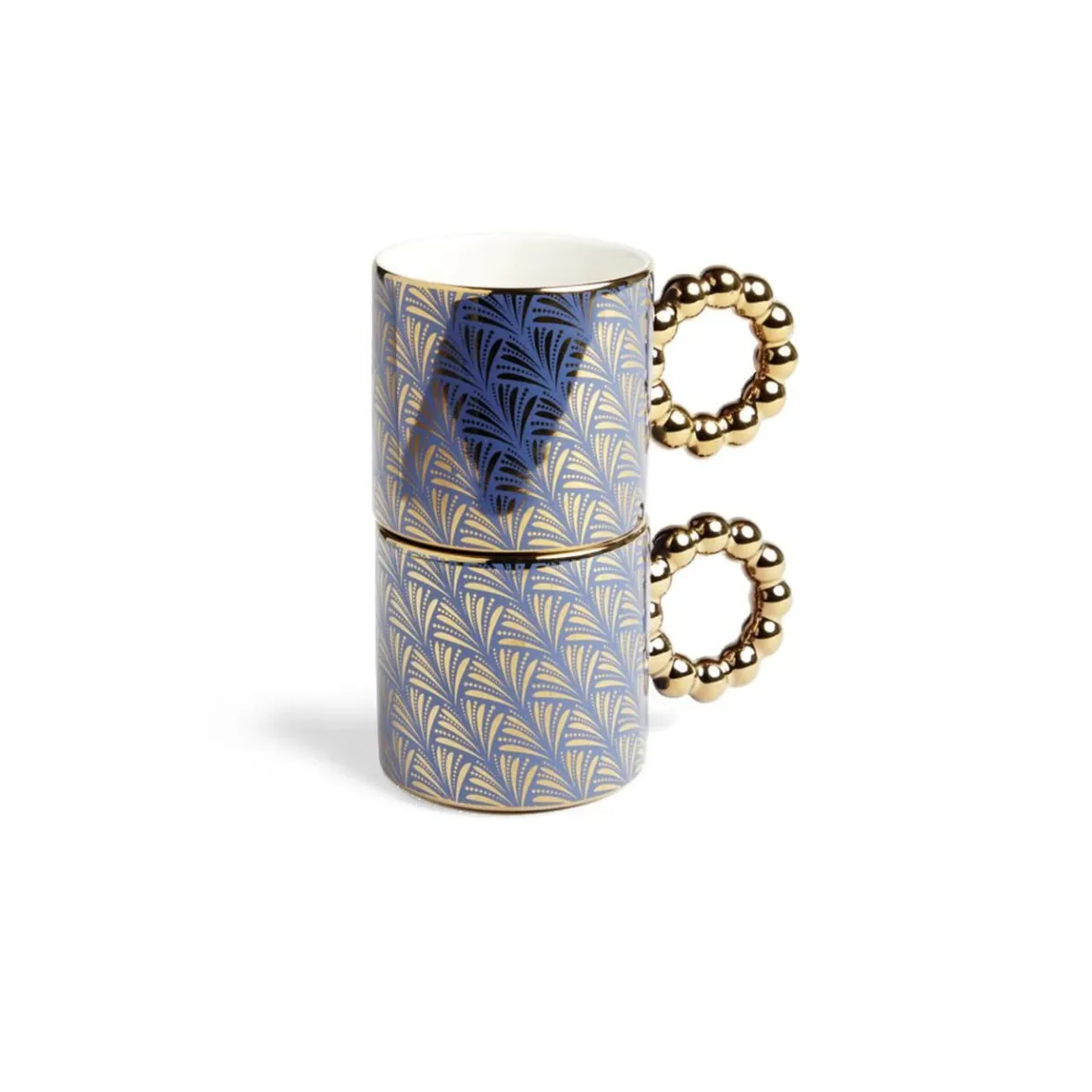 Vaisselle Et Accessoires De Table<Gifi Lot de 2 mugs 30cl design chic bleu foncé et doré