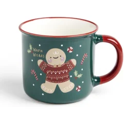 Gifi Lot de 4 mugs en céramique décor Noël 365ml| Vaisselle Et Accessoires De Table