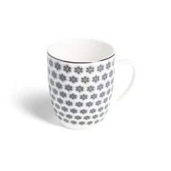 Gifi Lot de 4 mugs 200ml porcelaine Ø8,8x10,4cm noir et blanc| Vaisselle Et Accessoires De Table