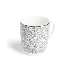 Gifi Lot de 4 mugs 200ml porcelaine Ø8,8x10,4cm noir et blanc| Vaisselle Et Accessoires De Table
