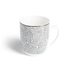 Gifi Lot de 4 mugs 200ml porcelaine Ø8,8x10,4cm noir et blanc| Vaisselle Et Accessoires De Table