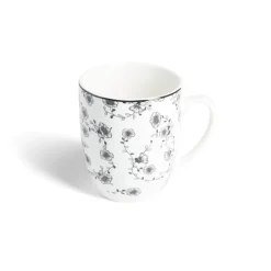 Gifi Lot de 4 mugs 200ml porcelaine Ø8,8x10,4cm noir et blanc| Vaisselle Et Accessoires De Table