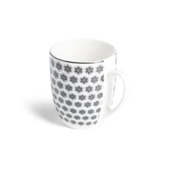 Gifi Lot de 4 mugs 200ml porcelaine Ø8,8x10,4cm noir et blanc| Vaisselle Et Accessoires De Table