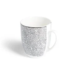 Gifi Lot de 4 mugs 200ml porcelaine Ø8,8x10,4cm noir et blanc| Vaisselle Et Accessoires De Table