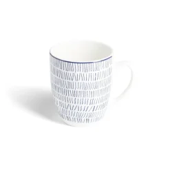 Gifi Lot de 4 mugs 200ml porcelaine Ø8,8x10,4cm bleu et blanc| Vaisselle Et Accessoires De Table