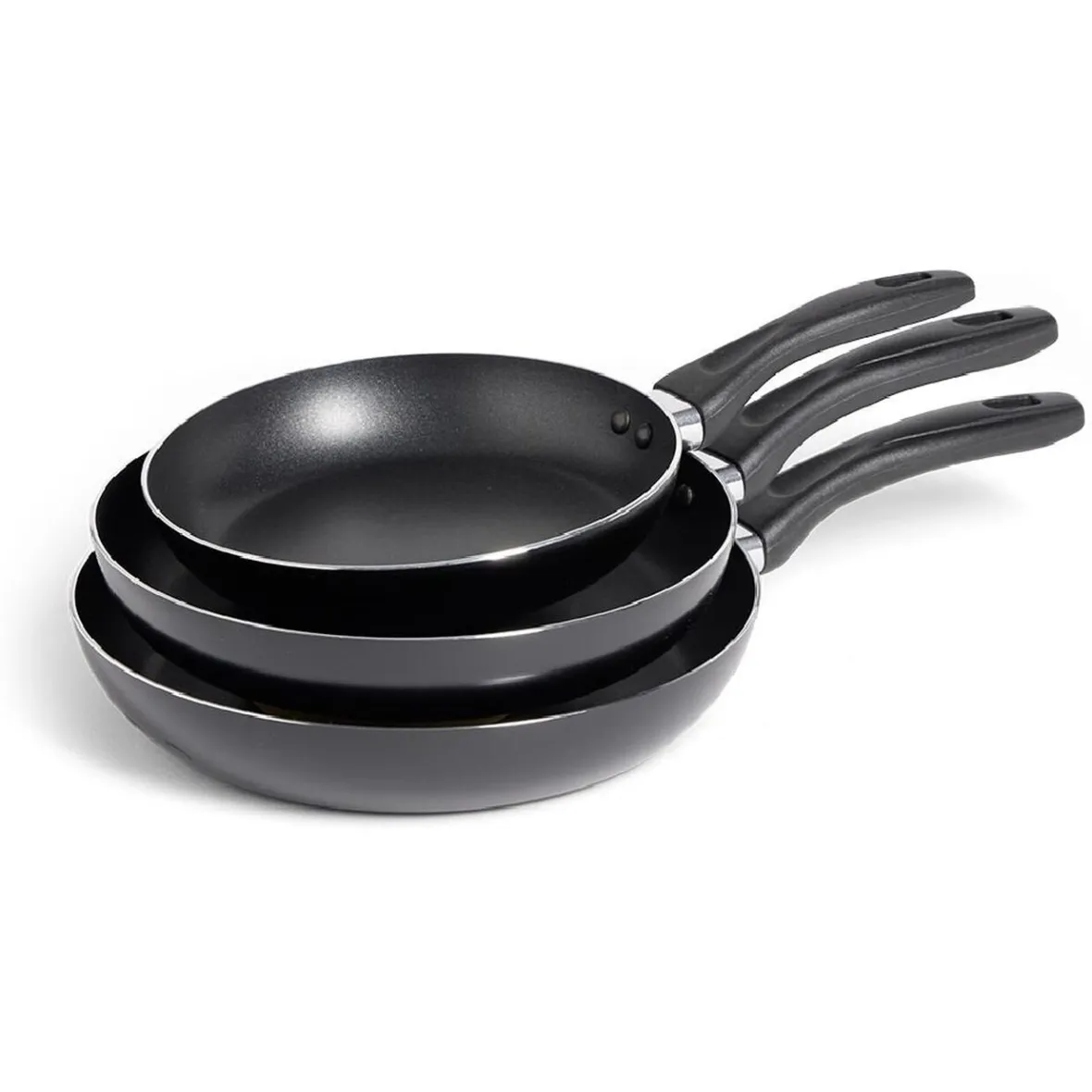 Cuisson<Gifi Lot de 3 poêles tous feux sauf induction aluminium noir Ø20/24/26cm
