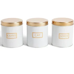 Vaisselle Et Accessoires De Table<Gifi Lot de 3 pots à épices acier blanc et doré Ø9,9xH11,4cm