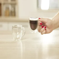 Gifi Lot de 2 tasses double paroi 80ml| Vaisselle Et Accessoires De Table