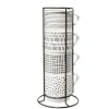 Vaisselle Et Accessoires De Table<Gifi Lot de 4 tasses empilables 20cl porcelaine blanc et noir avec support métal
